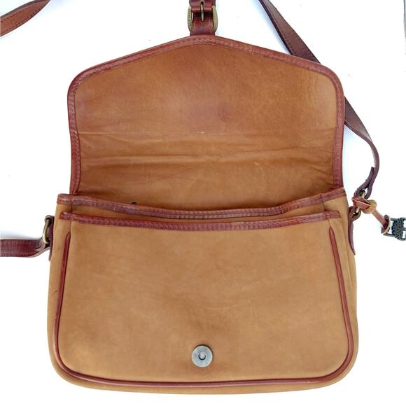 Western Timberland Crossbody | Camel Nubuck Leather Bag | Brass Hardware & Charm - Picture 4 of 16